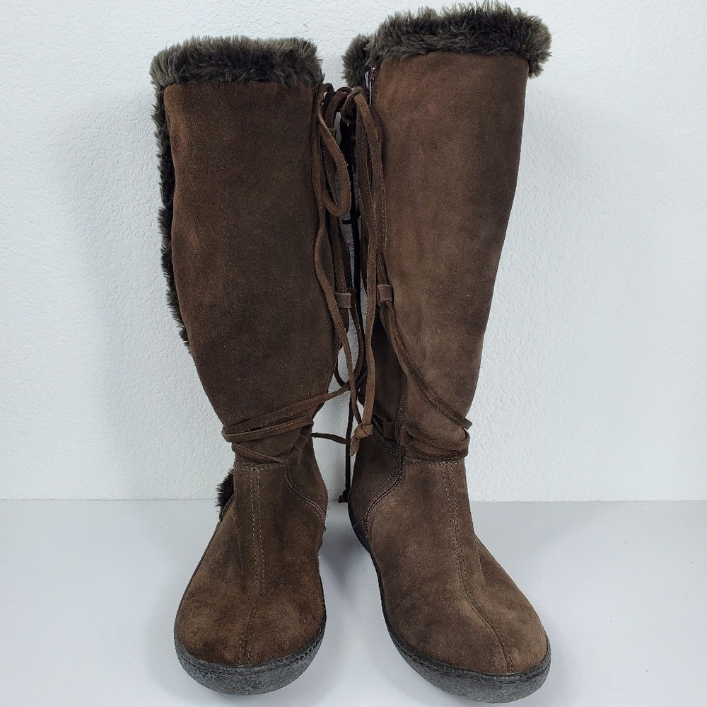 Banana Republic Suede Sherpa Lace Zipper Boots - Picture 3 of 8